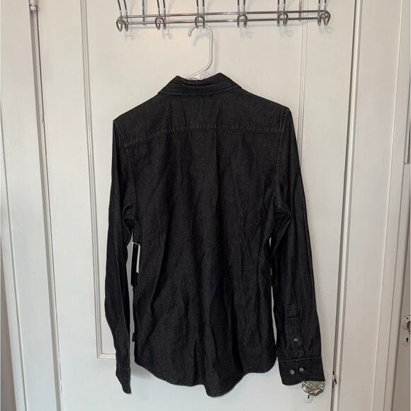 New Tahari Button Down Black Denim Shirt Dark Shadow size S - Picture 6 of 7